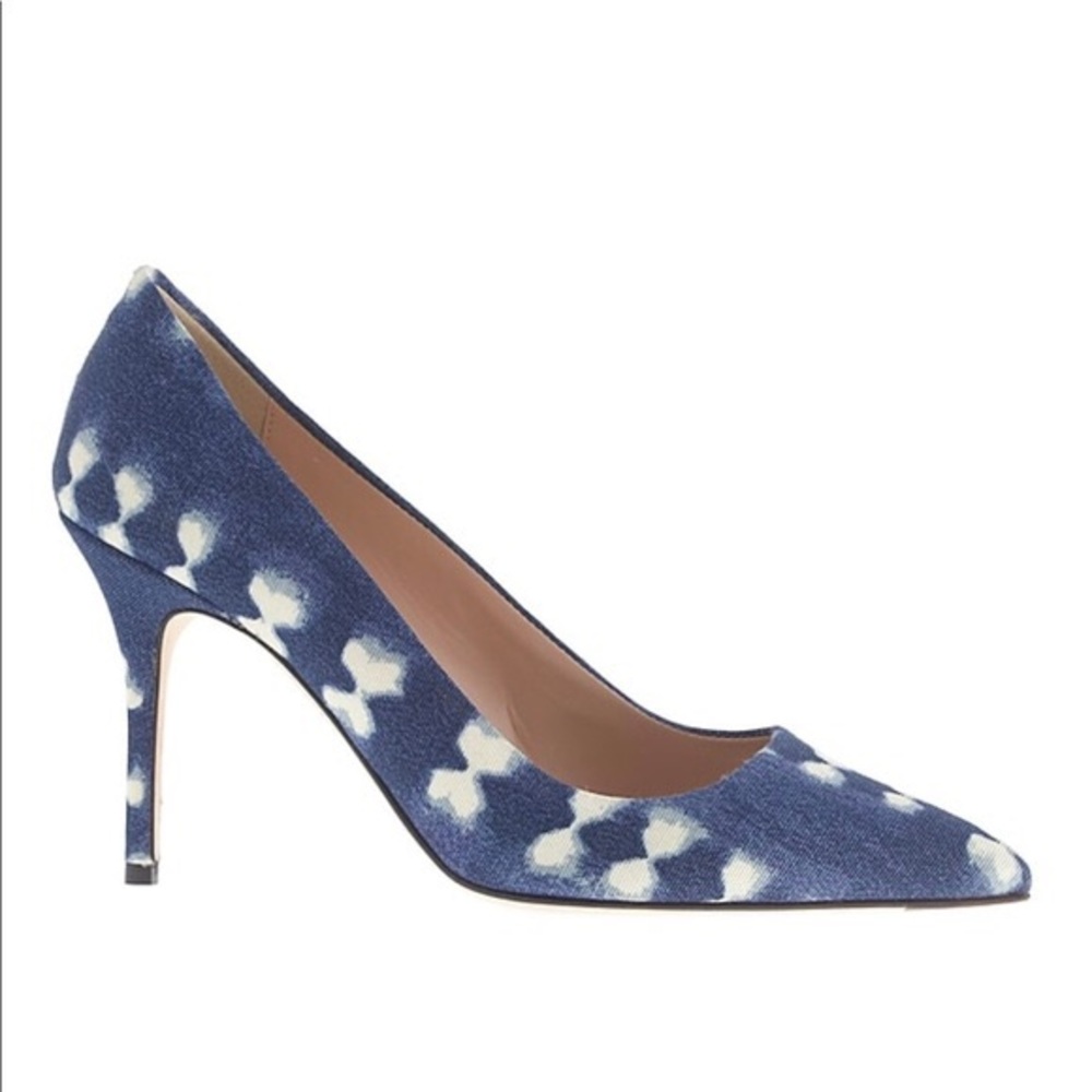 J. Crew Elsie Fabric Pumps Blue & White Tie Dye